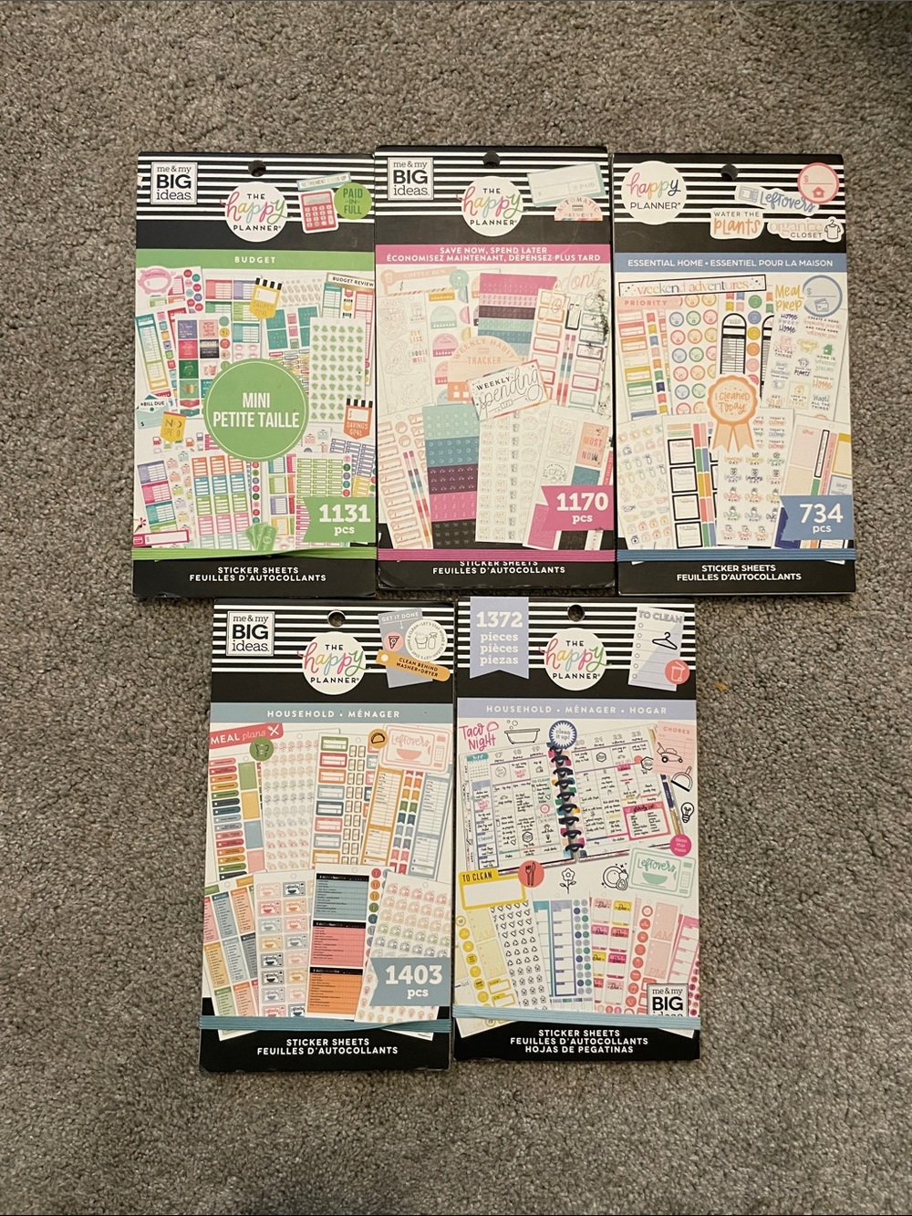 The Happy Planner Pastel Sticker Pack Set - Pink, Mint, Yellow, Blue